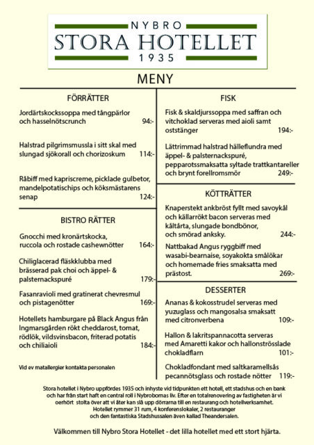 a la carte meny