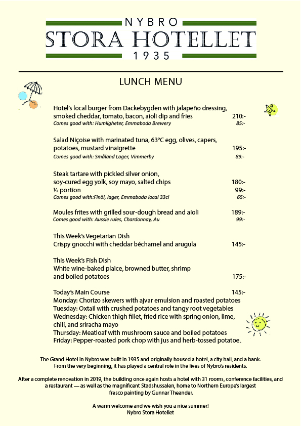 Bistro lunchmenu