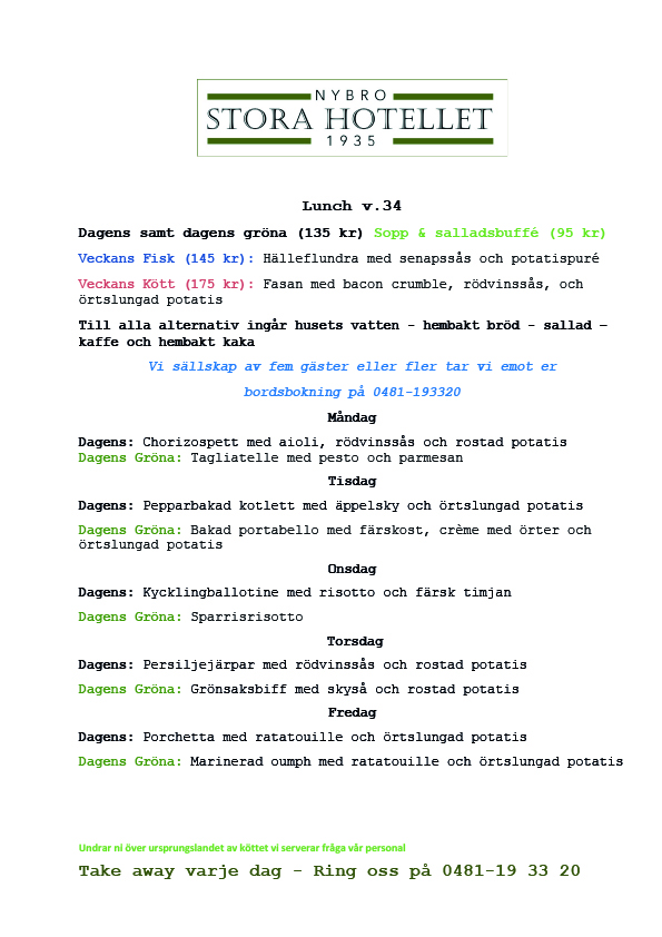 Lunchmeny vecka 34