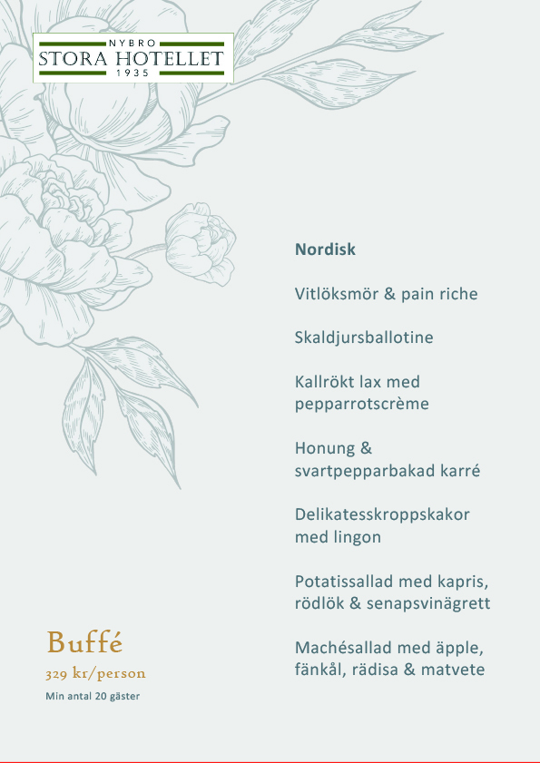 Buffe beskrivning med nordisk inriktning på maten