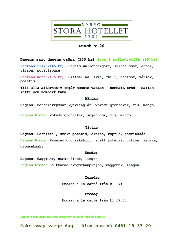 Lunchmeny v 20